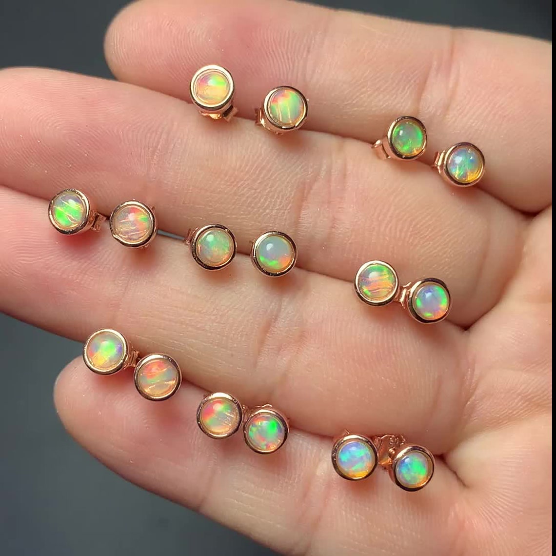 Natural Fire Opal Stud Earring 925 Sterling Silver White Opal Etsy