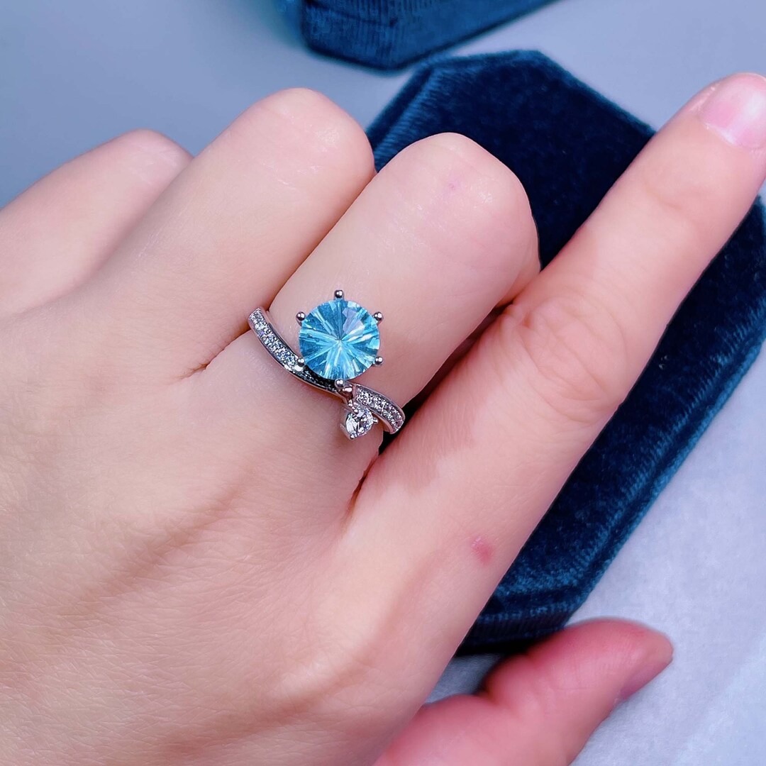 Blue Topaz Ring Genuine Blue Topaz Topaz Promise Ring Topaz Etsy