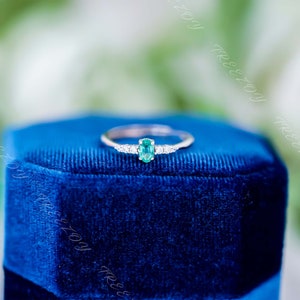 Natural Emerald Ring, Genuine Green Stone Emerald Ring, Sterling Silver Ring, Stacking Ring, May Birthstone, Minimalist Ring, Gift For Her