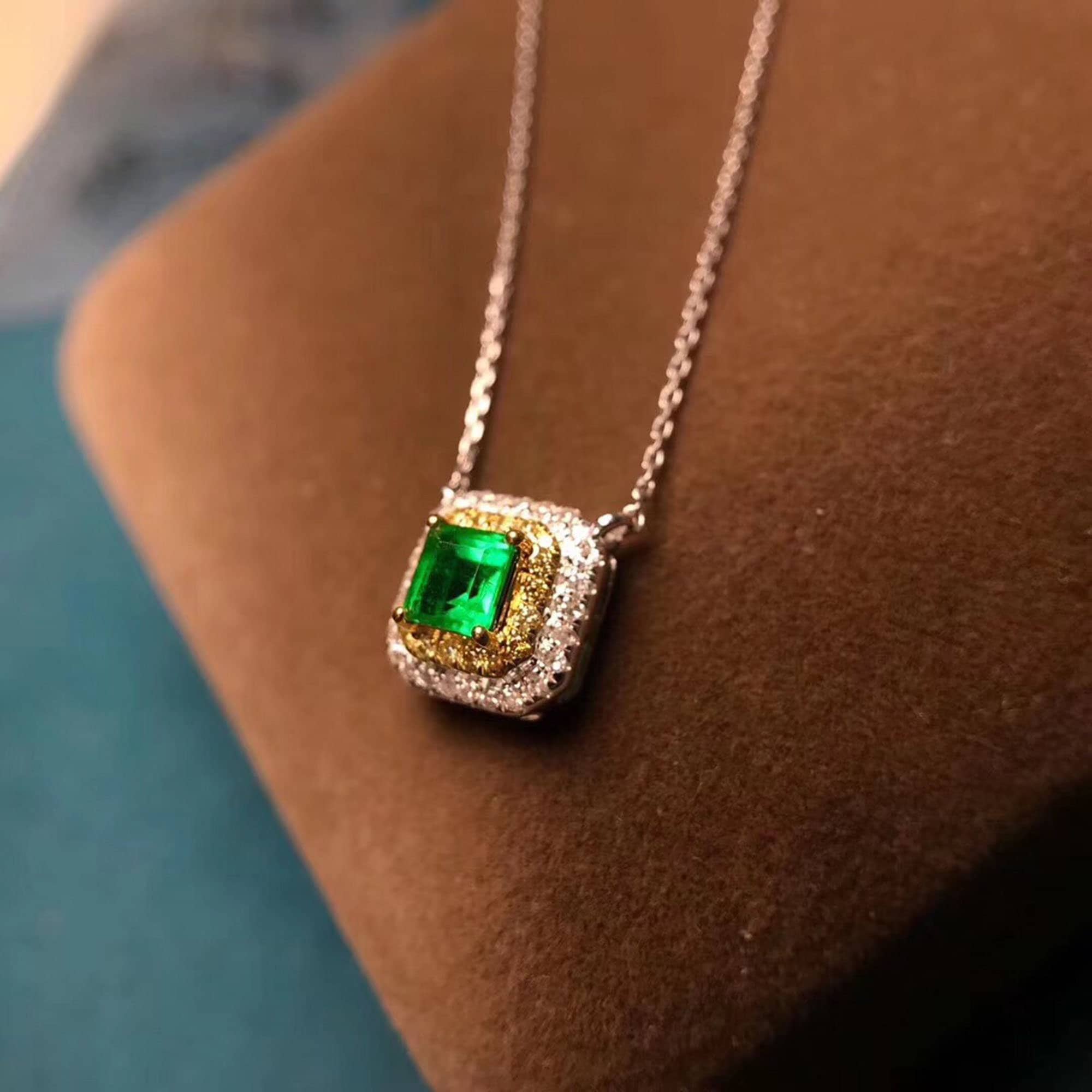 Natural Emerald Necklace Genuine Green Gemstone Pendant Etsy