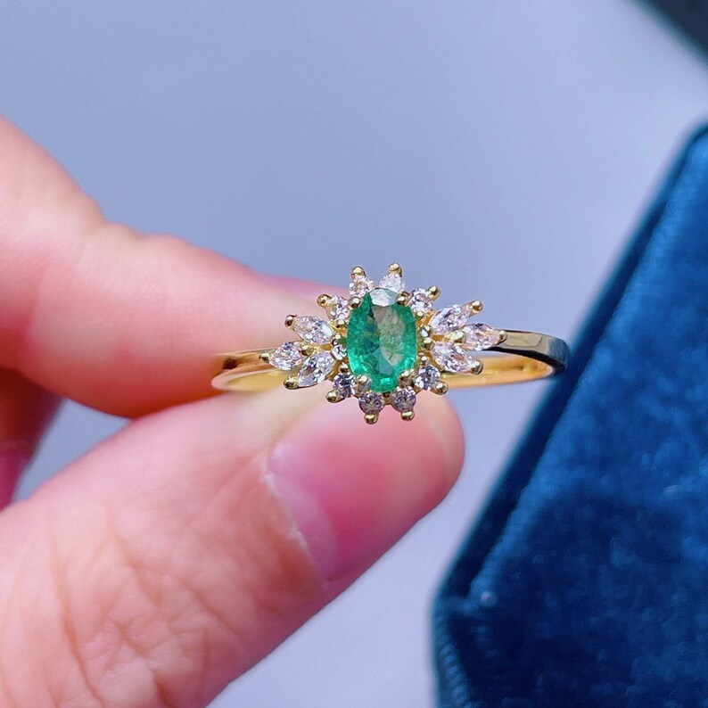 Natural Emerald Rings 45mm Raw Oval Emerald Jewelry Gold Etsy