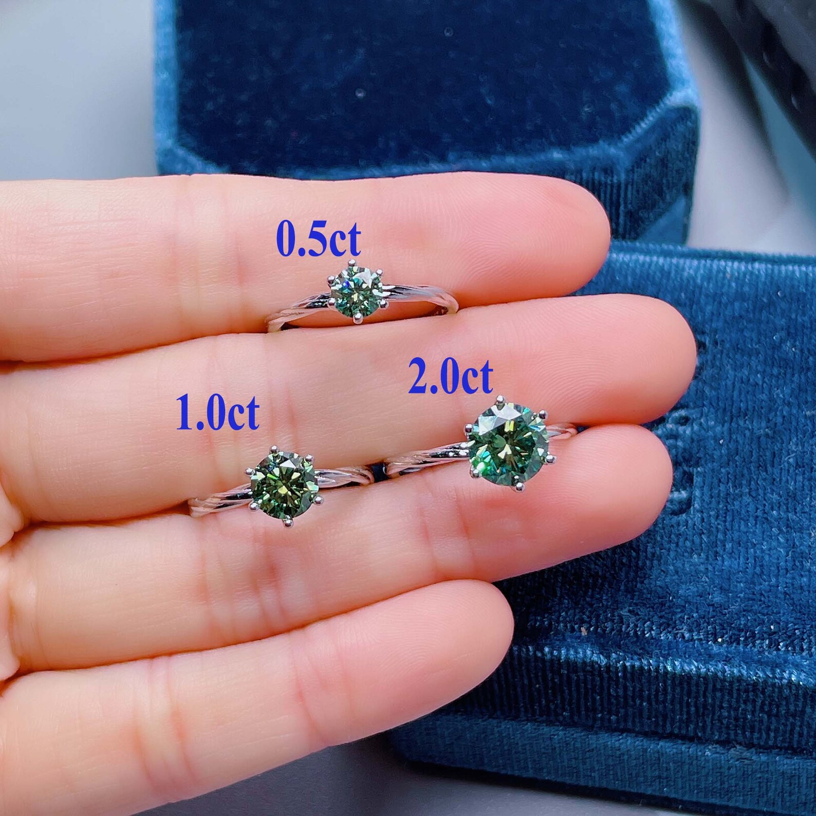 Green Moissanite Ring Dainty Moissanite Jewelry Brilliant Etsy