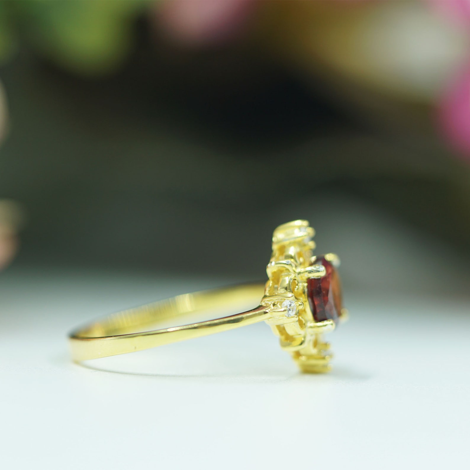 Dainty Natural Garnet Ring 66mm Garnet Gemstone Sterling | Etsy