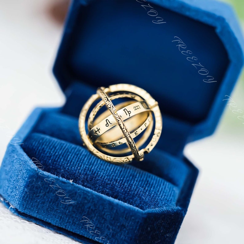 925 Sterling Silver Ring for Women & Men, Foldable Astronomical Sphere Ring, Band Men Ring, Gift for Him, Couple Ring,Silver Ring for Women image 3