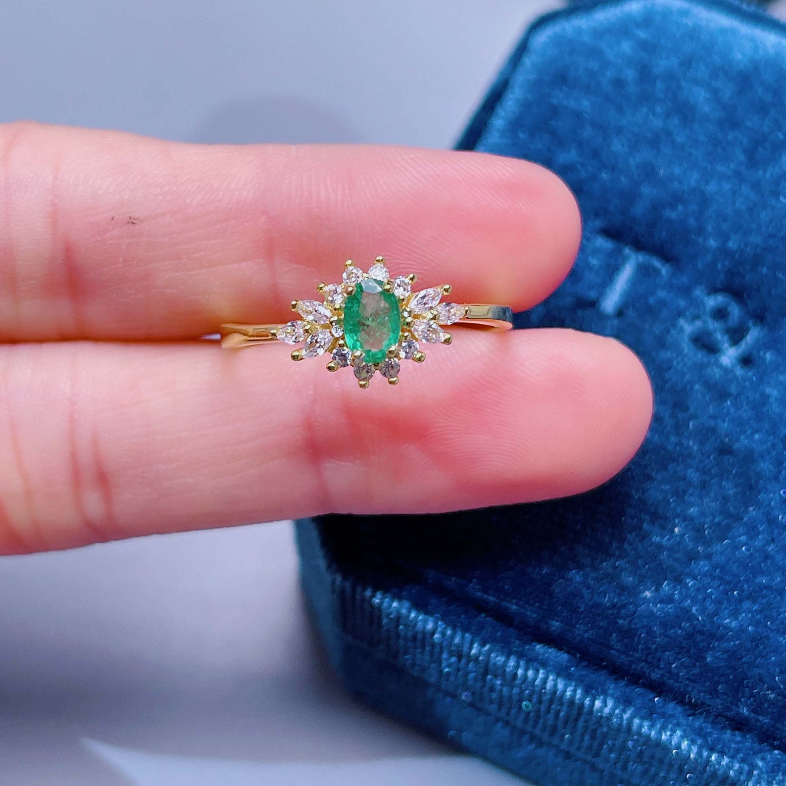 Natural Emerald Rings 45mm Raw Oval Emerald Jewelry Gold Etsy