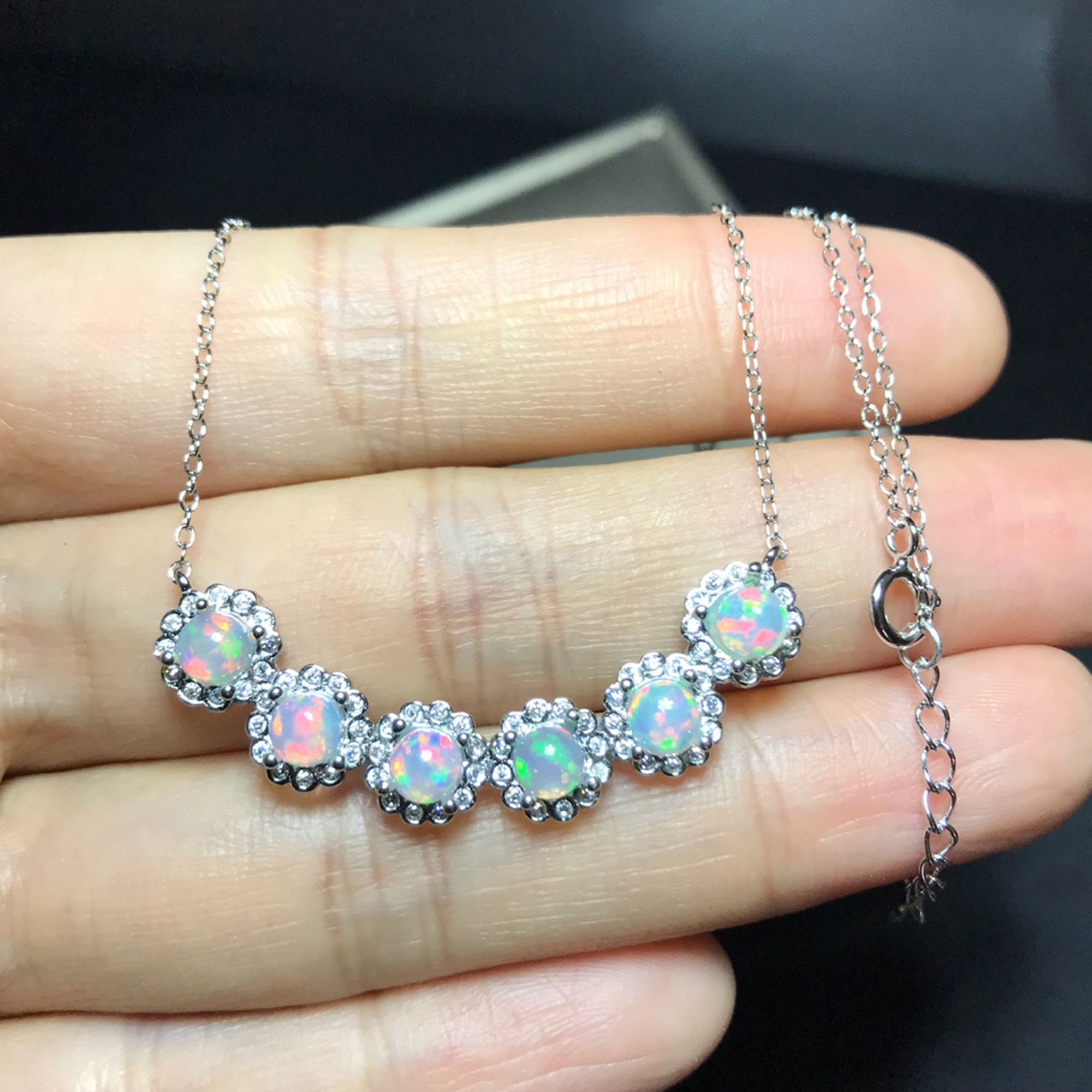 Natural Opal Necklace 925 Sterling Silver Necklace October | Etsy