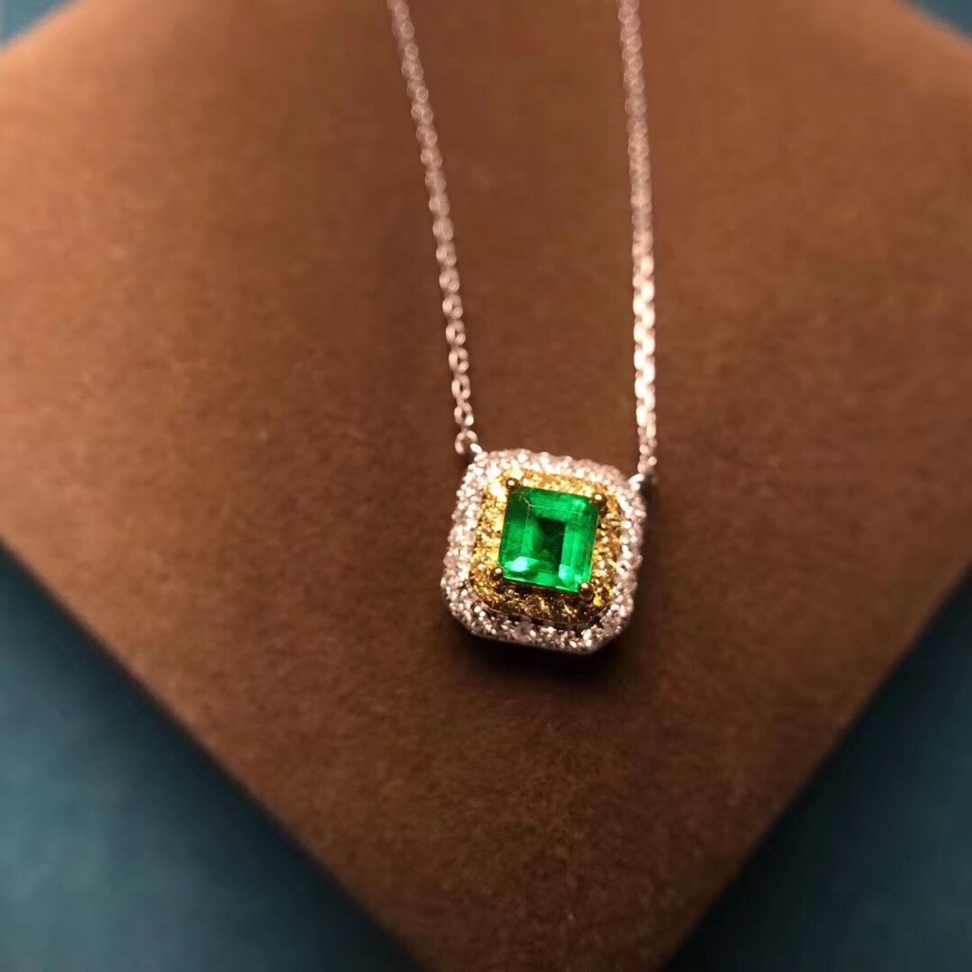 Natural Emerald Necklace Genuine Green Gemstone Pendant - Etsy