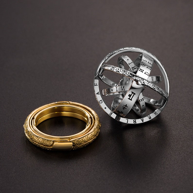 925 Sterling Silver Ring for Women & Men, Foldable Astronomical Sphere Ring, Band Men Ring, Gift for Him, Couple Ring,Silver Ring for Women image 1