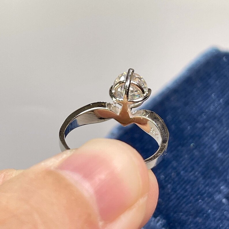 Engagement Ring Handmade Sterling Silver Ring Wedding Ring 3 Ct Brilliant Round Cut Moissanite Jewelry Promise Ring Gift for Her