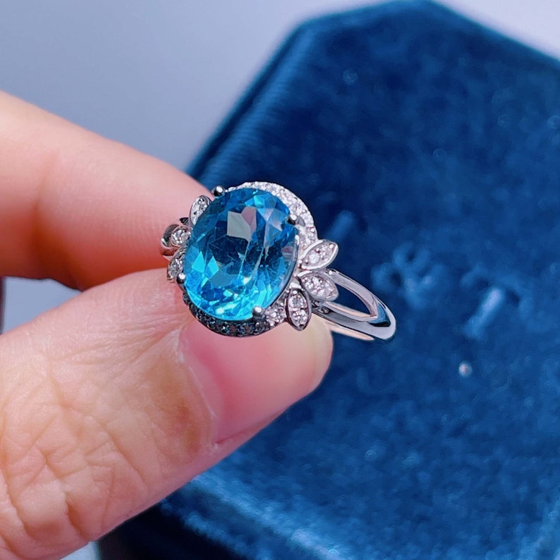 Natural Blue Topaz Gemstone Jewelry Ring Blue Jewelry - Etsy