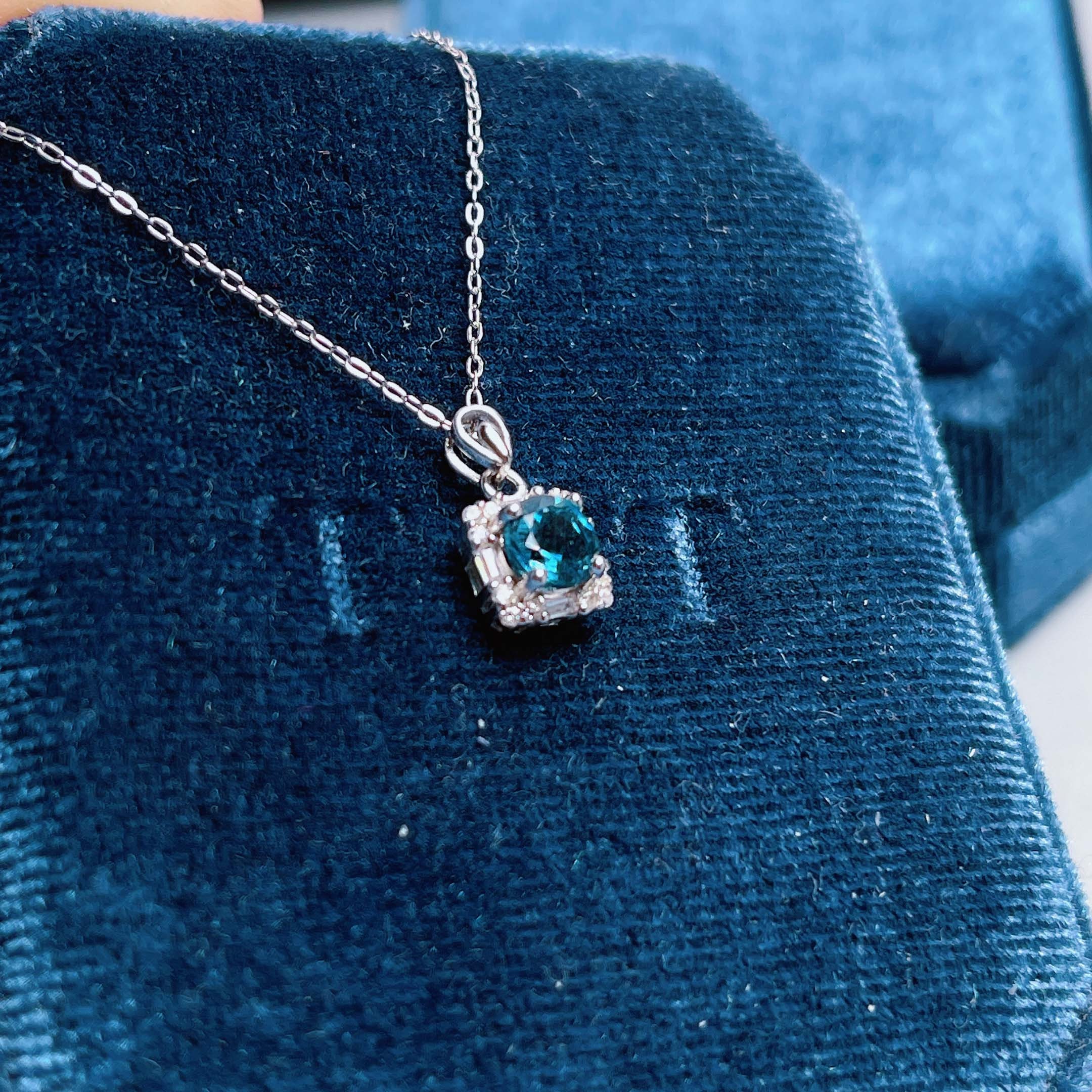 London Blue Topaz Necklace / Sterling Silver Necklace / | Etsy