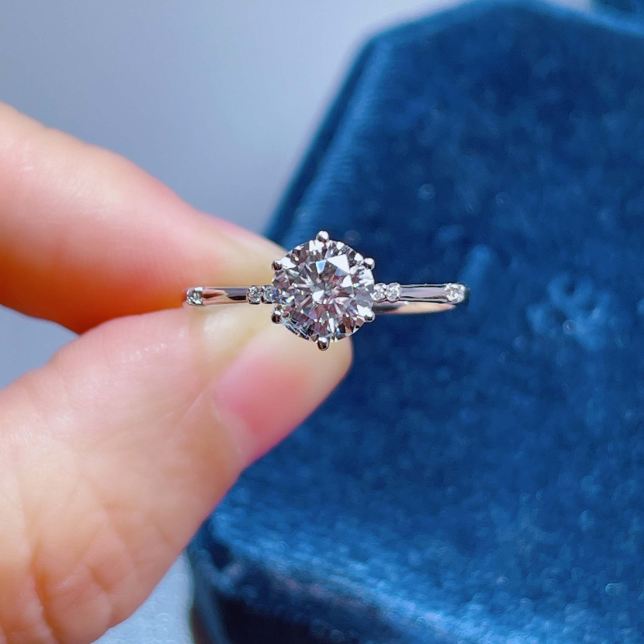 Dainty Moissanite Ring | Sterling Silver Band Ring | Diamond Moissani…