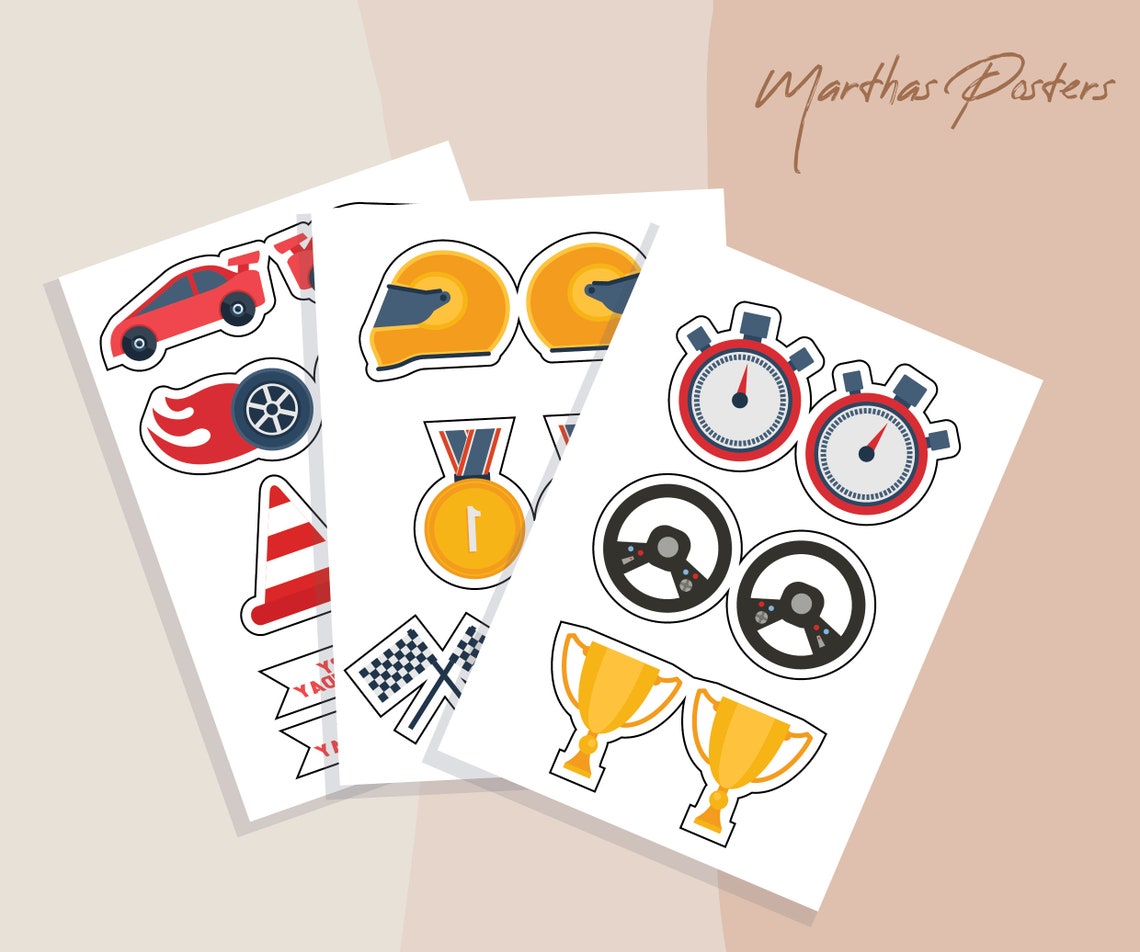 Custom Race Birthday Party Printable Cupcakes Toppers Decor - Etsy