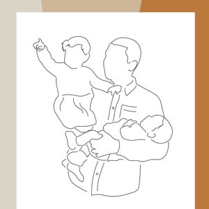 Custom Family Portraite - Line Drawing - Minimalistic Painting - Wall Decor - Painting From Photo - Family Sketch