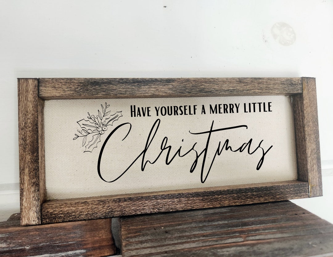 Merry Christmas Mistletoe Reverse Canvas Wood Sign Farmhouse - Etsy