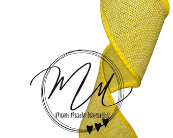 1.5"  Yellow Wired Ribbon - Solid Canvas Ribbon. Perfect accent for all bows or home décor. Perfect for spring, summer or any occasion.