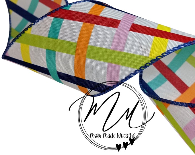 2.5 Wired Ribbon - Colorful Checker Ribbon - All Colors, Red, Green ...