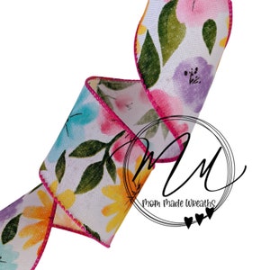 2.5&quot;  Wired Ribbon - Beautiful Spring Flower Wired Ribbon