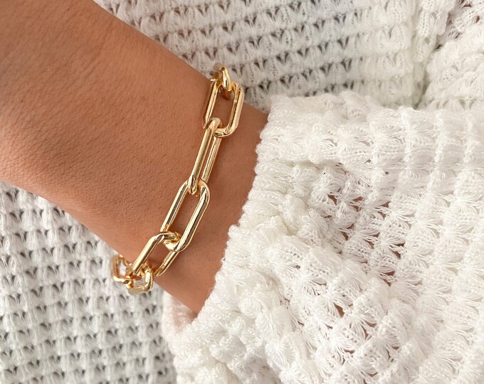 Chunky Chain Link Bracelet . Solid Sterling Silver . Wide Etsy