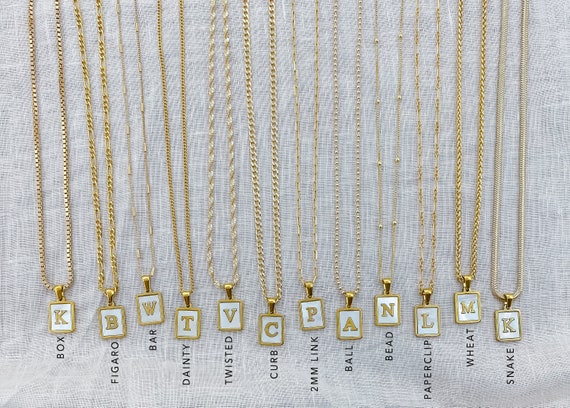 Gold square letter necklace hot sale