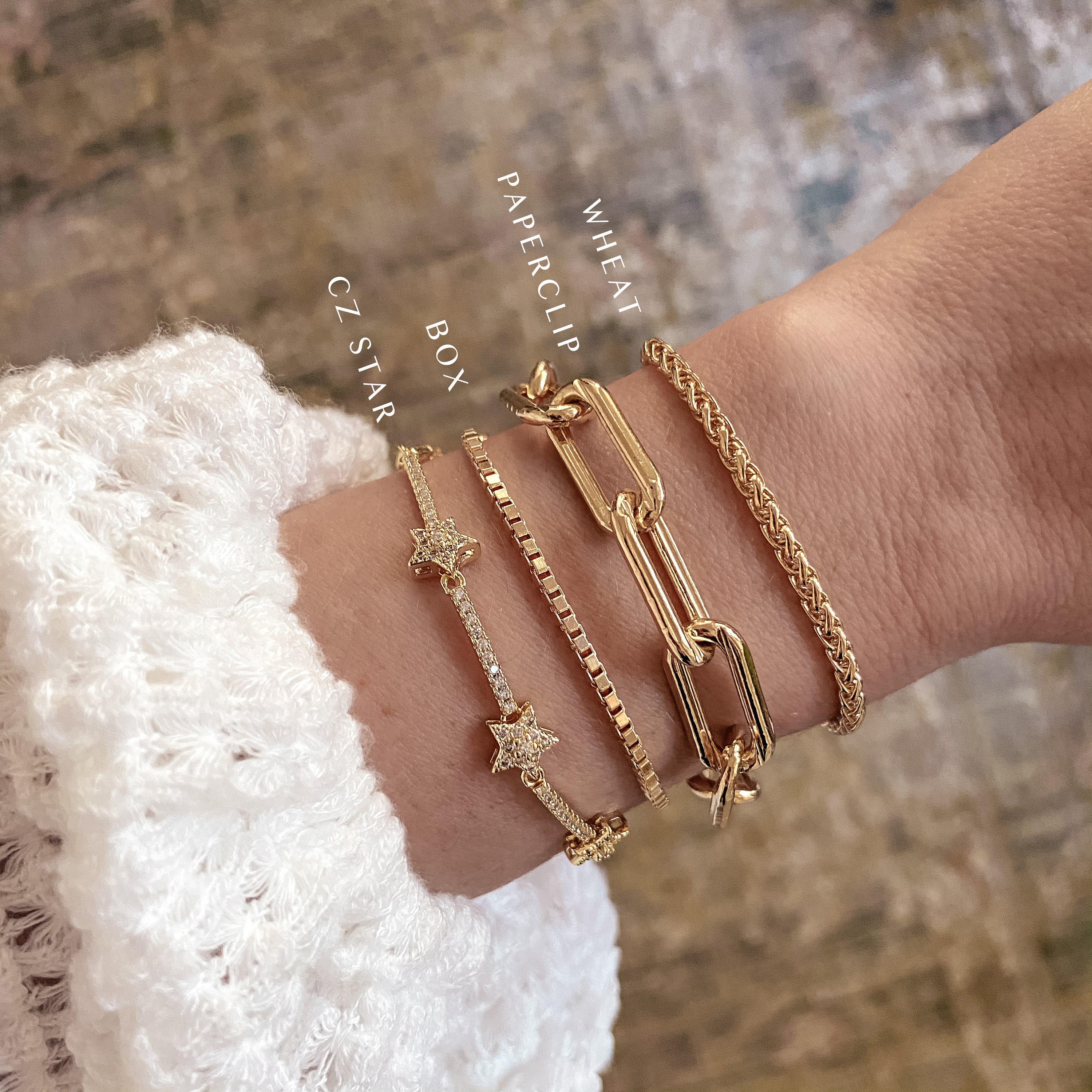 【U LAN】23FW★ [LAN ARCHIVE] Bold Jar Chain Bracelet White Enamel Heart + Paperclip Chain Bracelet in Gold