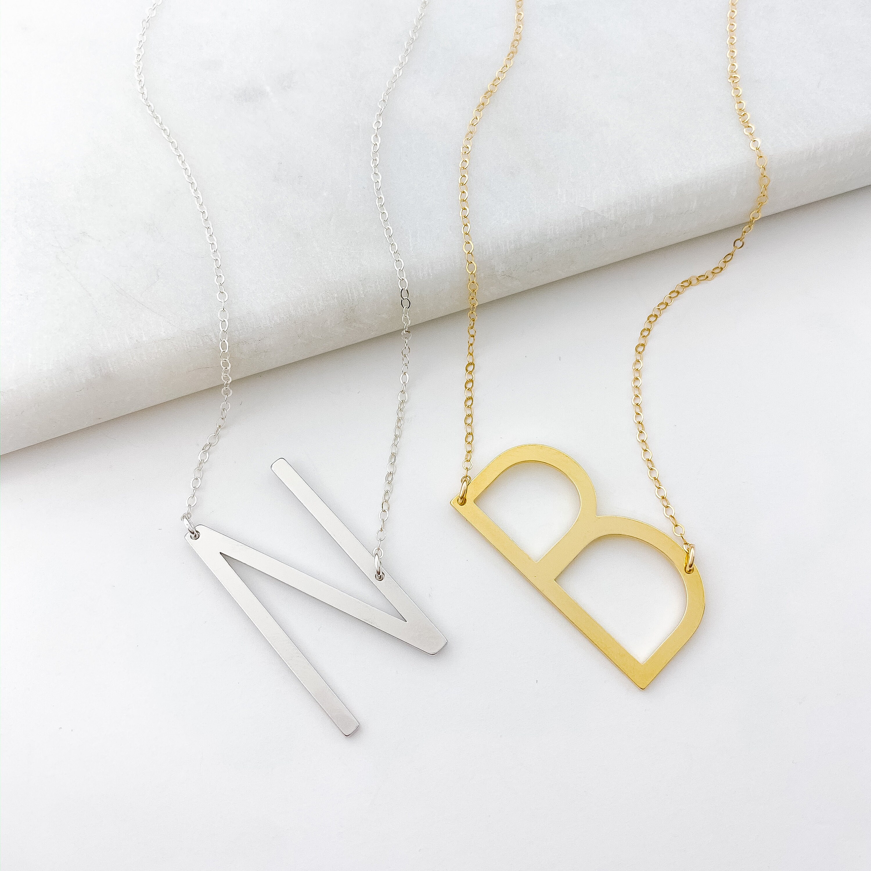 Large Initial Necklace large 