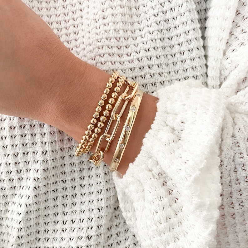 18K Gold Filled Paperclip Chain Bracelet, Chunky Link Chain, Thick Paperclip Bracelet, Gold Layering Bracelet, Waterproof & Tarnish Free image 2