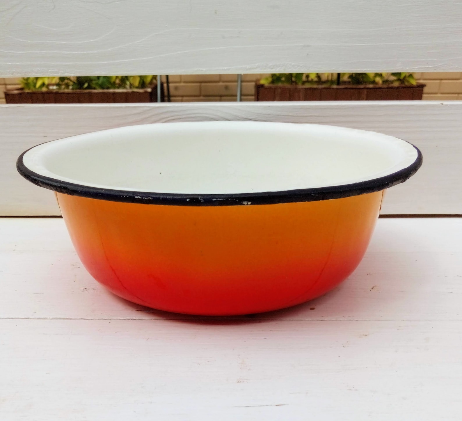 Vintage Enamelware Bowl Red Enamel Nesting Bowl Mid Century Etsy