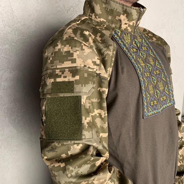 Ukrainian Military Shirt Combat Summer Uniform, Ukrainian military Vyshyvanka