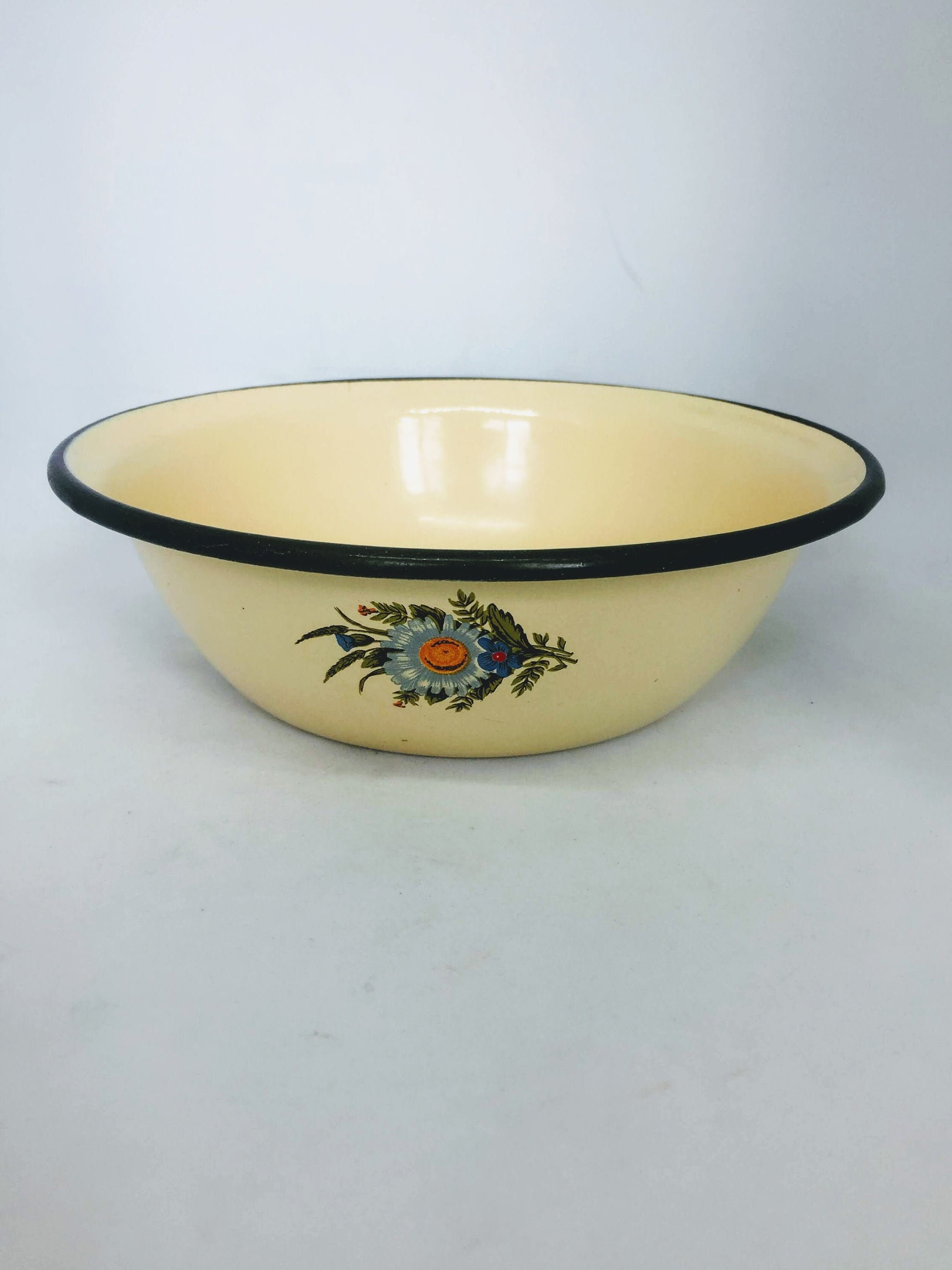 Enameled metal bowl yellow enamelware old enamel dish soviet Etsy