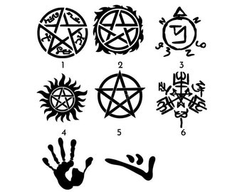 SN Supernatural Symbol Sticker Decal Vinyl - Anti Possession Devil&#39;s Trap