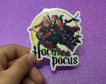 Horror Sticker, Halloween Sticker, Witch Holographic Sticker - Broom