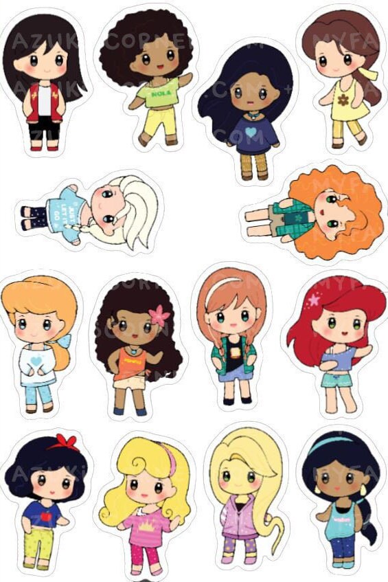 Sticker Puteri Fairytale Princess Sticker Sheet, Princess Planner Stickers, Chibi ...
