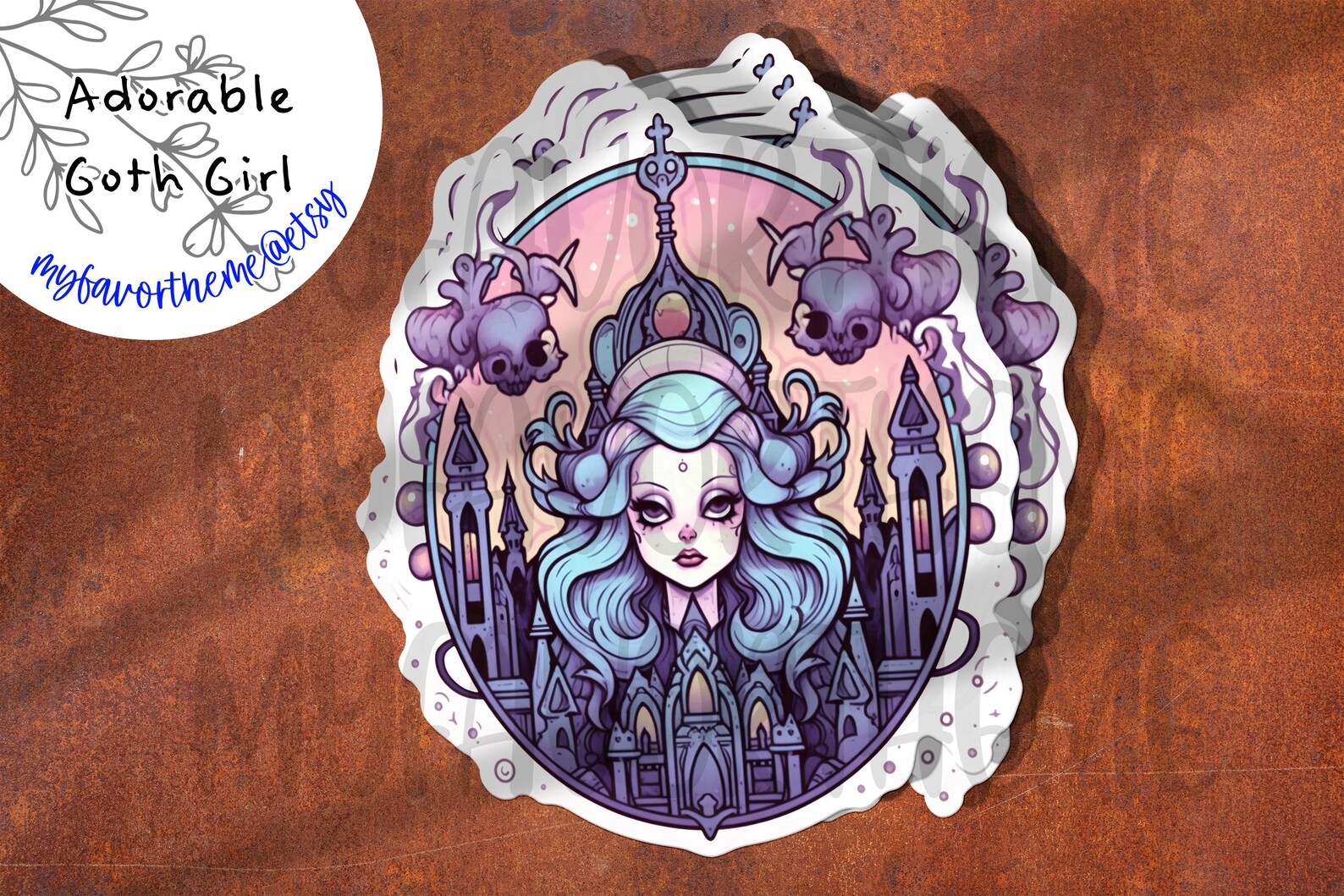 Adorable Goth Girl Sticker, Cute Goth Girl, Pastel Sticker, Laminated ...