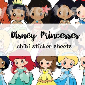 Autocollants princesse, feuille d’autocollants princesse de conte de fées, autocollants chibi mignon planificateur