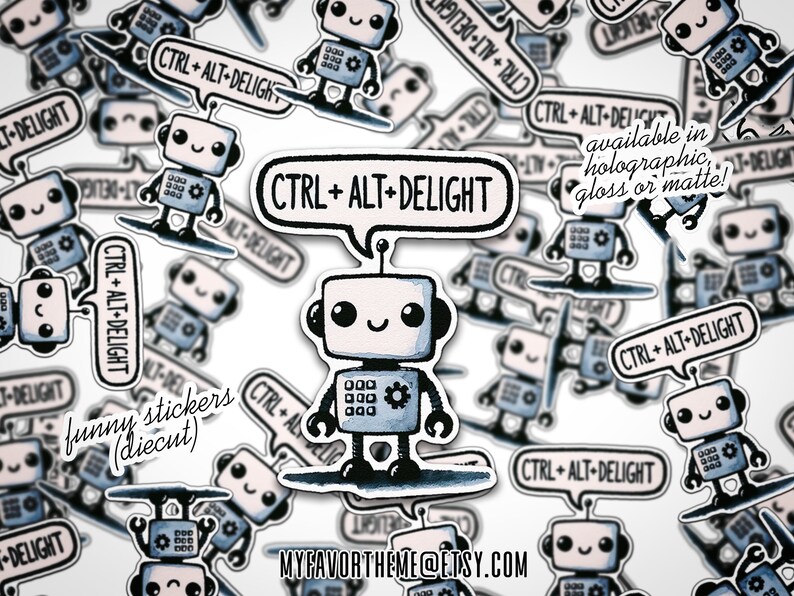 Funny CTRL ALT DELIGHT Sticker, Pun Sticker, Laminated Sticker ...