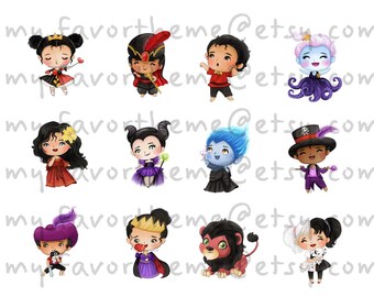 Baby Villains Cupcake Toppers, Cute Villains Picks, Villains Birthday Cupcake Toppers