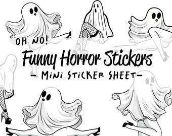 Horrors in this House, Funny Ghosts Horror Sticker, Halloween Sticker, Cute Planner Stickers, Funny Stickers - Mini Sticker