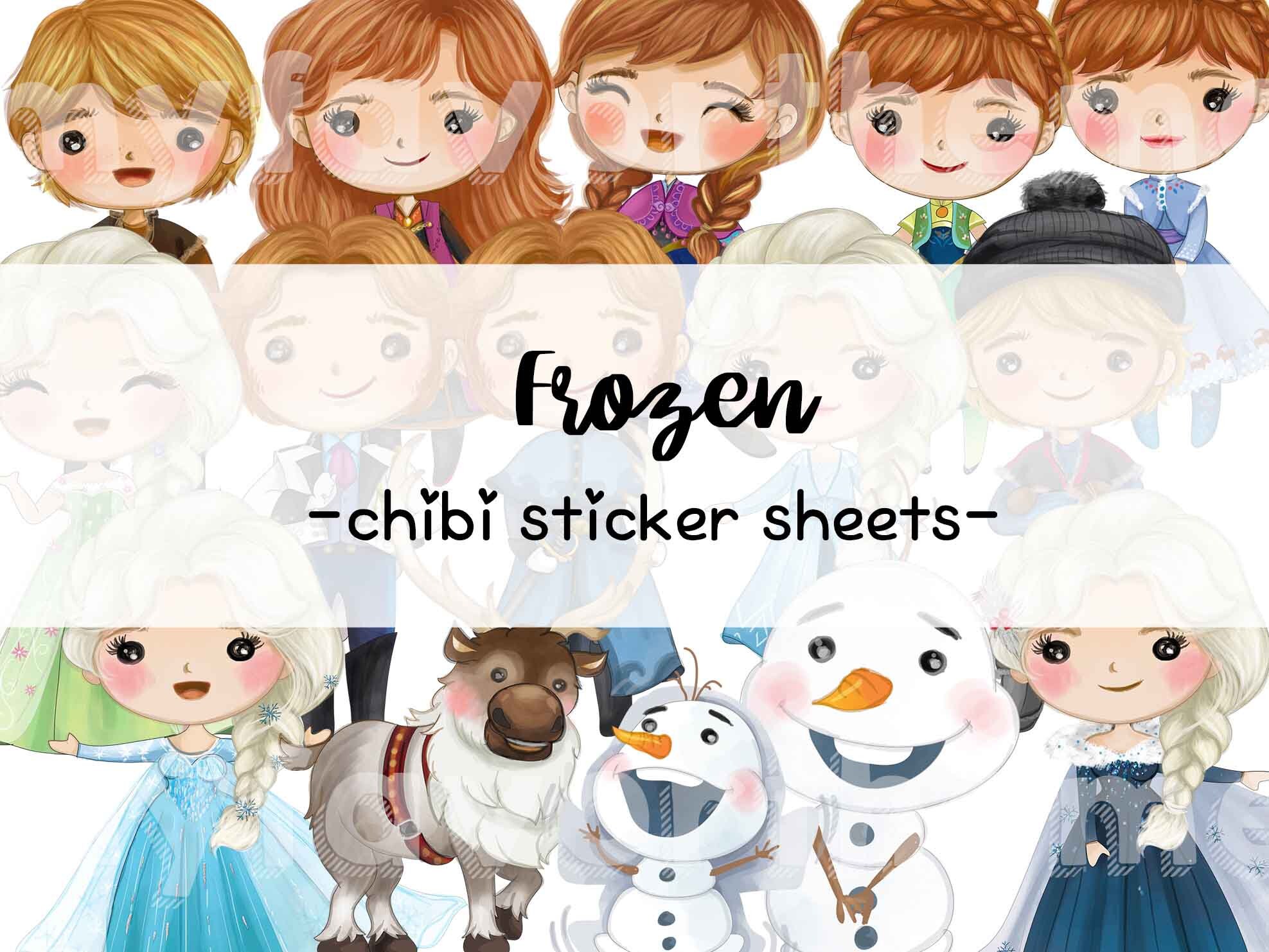 Frozen Princess Sticker Sheet Chibi Cute Planner Stickers | Etsy
