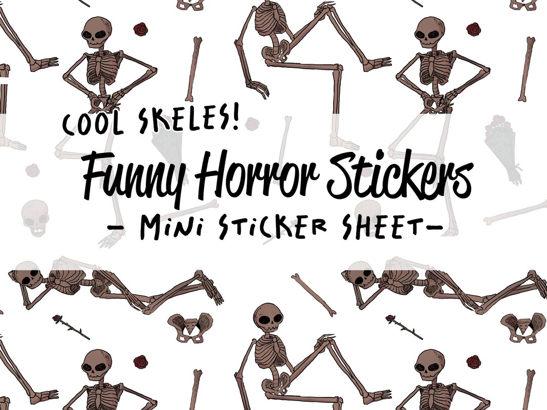 Skeleton Shells Sticker Cool Skeletons Sticker, Skeletons Horror Sticker, Halloween Sticker ...