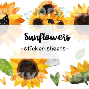 Stickers tournesol, Stickers fleurs, Stickers agenda, Stickers agenda floral