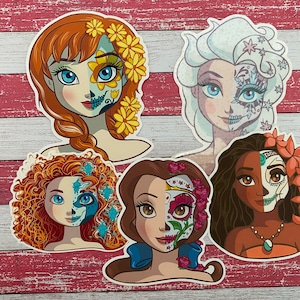 Stickers princesse crâne en sucre, Stickers princesse holographiques, Sticker méchant, Stickers princesse contes de fées, Stickers princesse