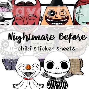 Horror Sticker, Halloween Sticker, NBC Sticker Sheet Chibi, Cute Planner Stickers