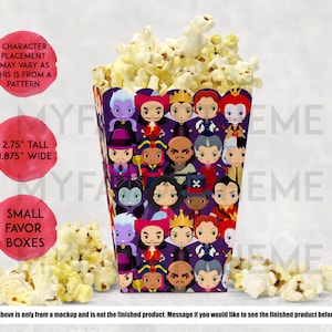 Villains Popcorn Favor Box, Villains Favor Box, Party Favor Box, Birthday Party Box, Birthday Decorations