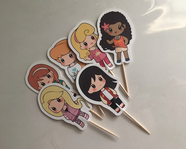 Princess Cupcake Toppers Picks Clipart Chibi in Comfy Wears