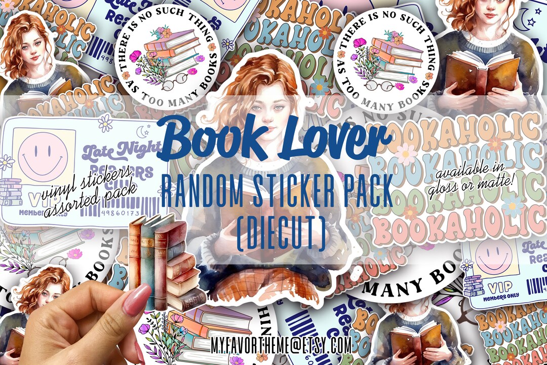 Book Lover Assortment Sticker Pack, Bookworm Stickers, Vinyl Random ...