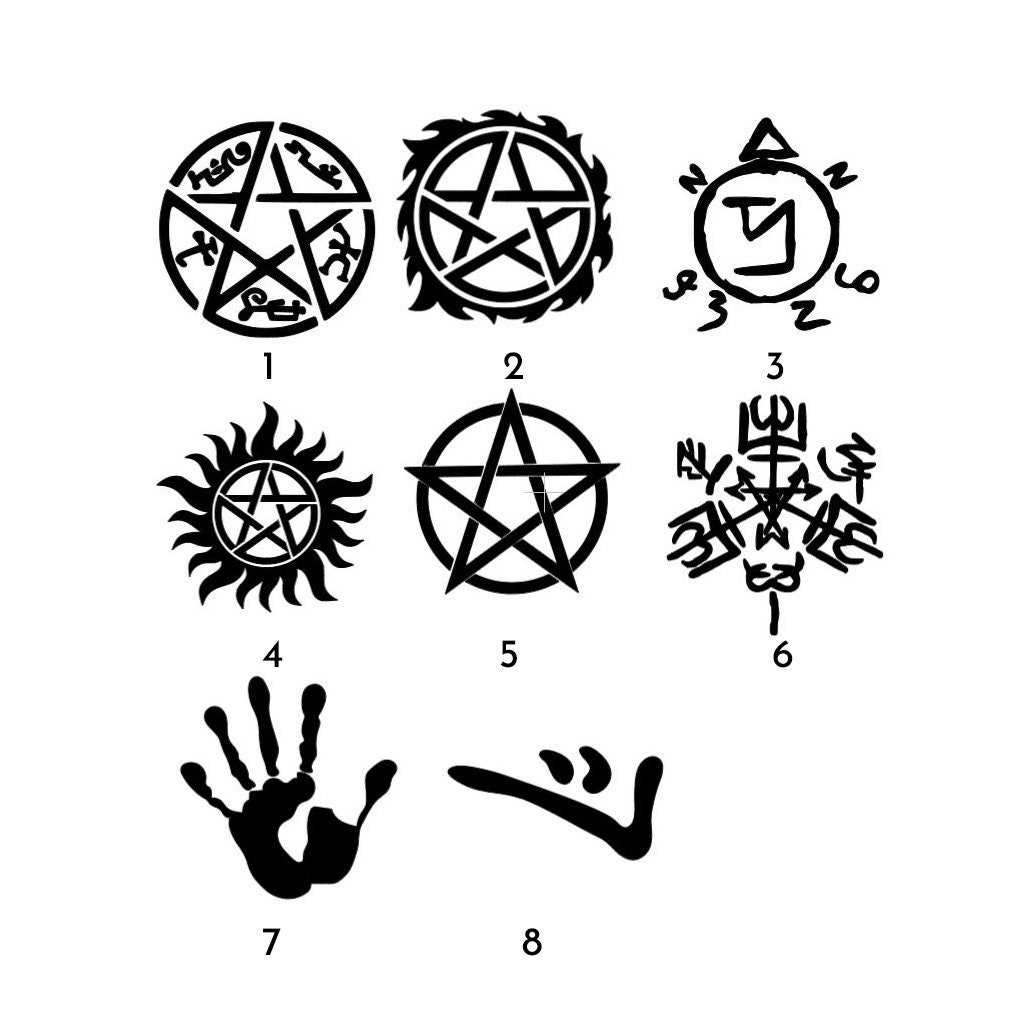 SUPERNATURAL Vinyl Stickers [A] SAM DEAN Anti-Posession SYMBOLS ~  Waterproof