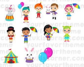 Circus Cupcake Toppers, Birthday Cupcake Toppers