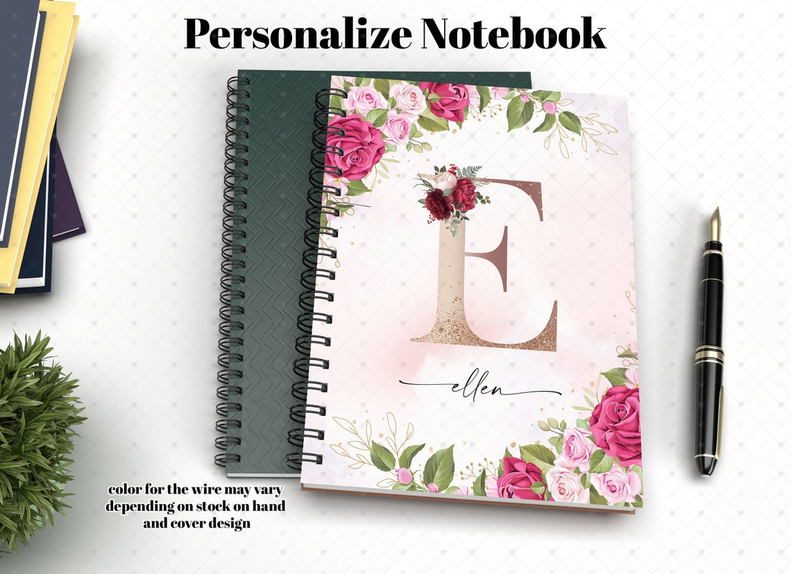 Red Roses Personalize Notebook, Custom Name Notebook, Floral Journal ...