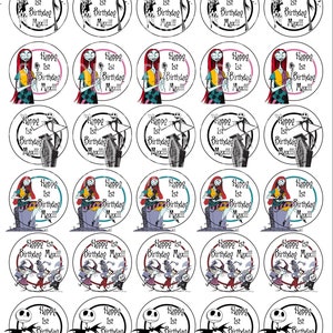 Nightmare NBC Birthday Stickers, Nightmare NBC Thank you Stickers, Party Labels Favors for Treat Bag